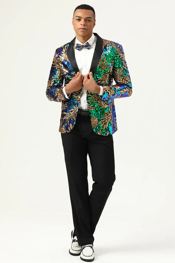Sparkly Dark Green Sequins Men's Formal Blazer